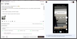 Programmation sur Métricool du post Tiktok
